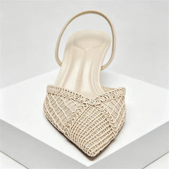 Mesh Woven Design Thin High Heel