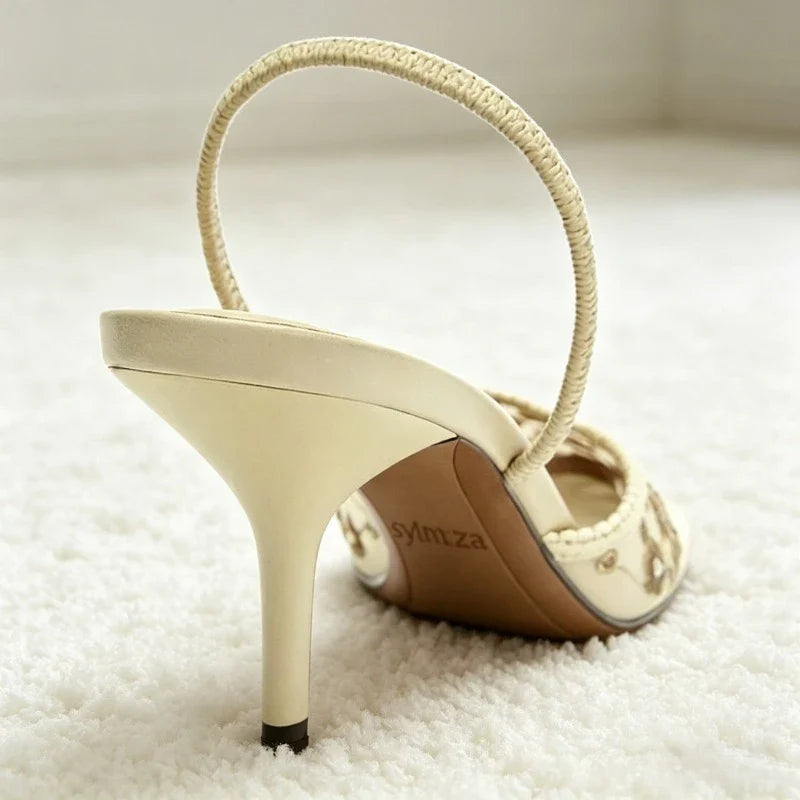 Metal Bling Detail Mesh High Heel