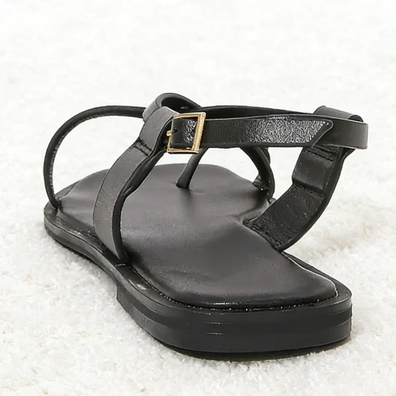 Metal Buckle Decoration Over Toe Flat Sandals Ankle Strap GLADIATOR Sandals Luxury Designer Beach Slippers