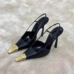 Mixed Color Pump Hollow Slip-On Genuine Leather Luxury Elegant Concise Shoes