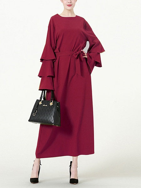 Multi-layer Pile Long Sleeve Long Dress