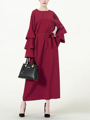 Multi-layer Pile Long Sleeve Long Dress