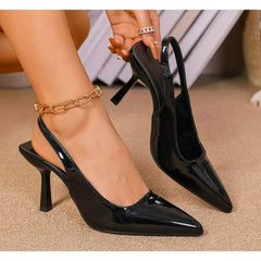 Black Pointed Toe Slip-on High Heel
