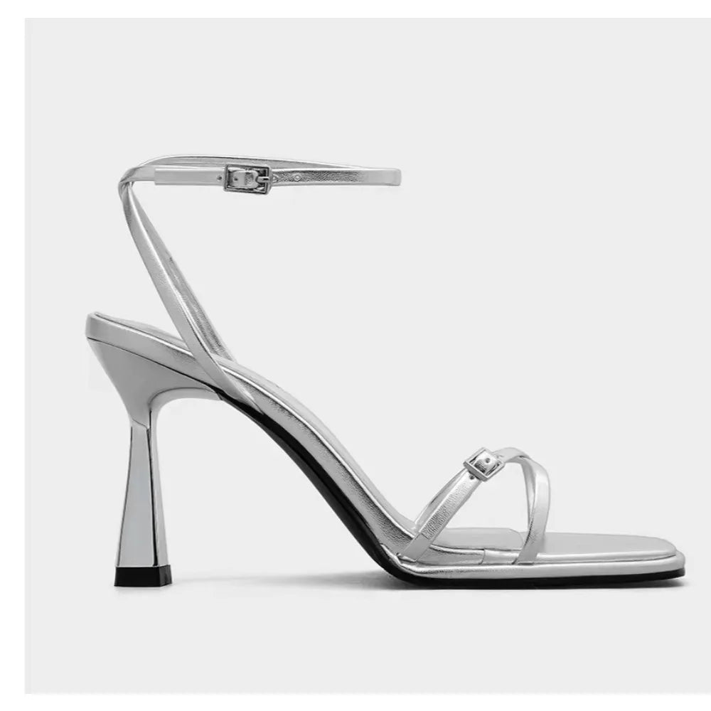 Black Open Toe Pure Color High Heel