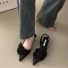 Brand Sandal Flower Ladies Elegant Dress Slingback Shoes
