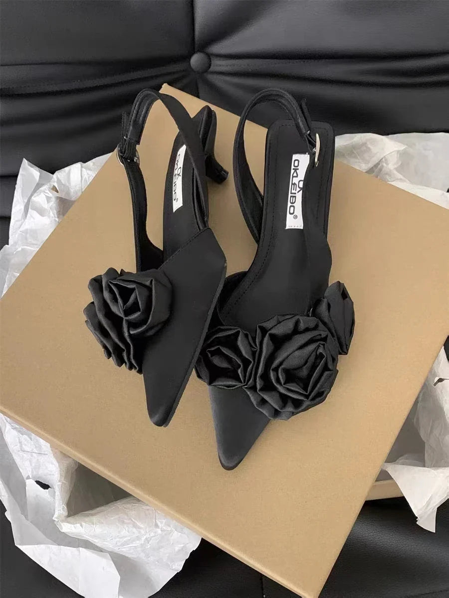 Brand Sandal Flower Ladies Elegant Dress Slingback Shoes