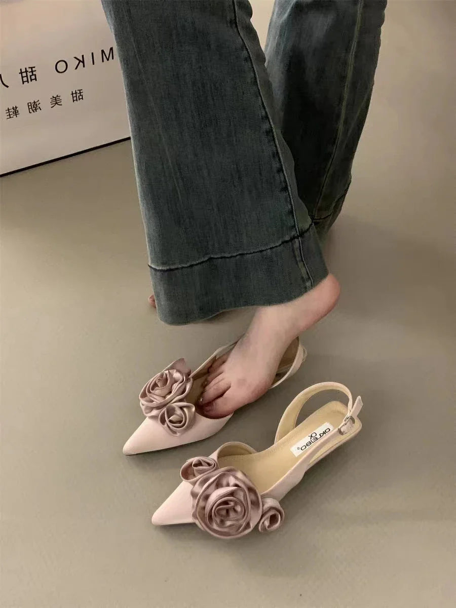 Brand Sandal Flower Ladies Elegant Dress Slingback Shoes