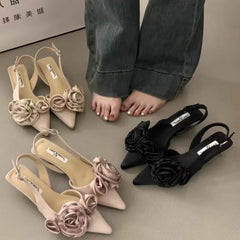 Brand Sandal Flower Ladies Elegant Dress Slingback Shoes