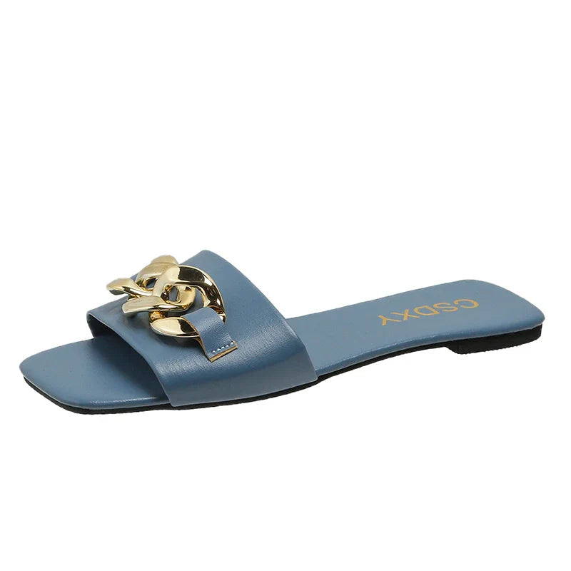 Chain Slippers Slippers Low Heel