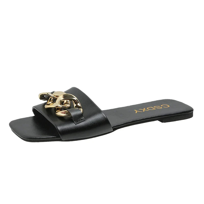 Chain Slippers Slippers Low Heel
