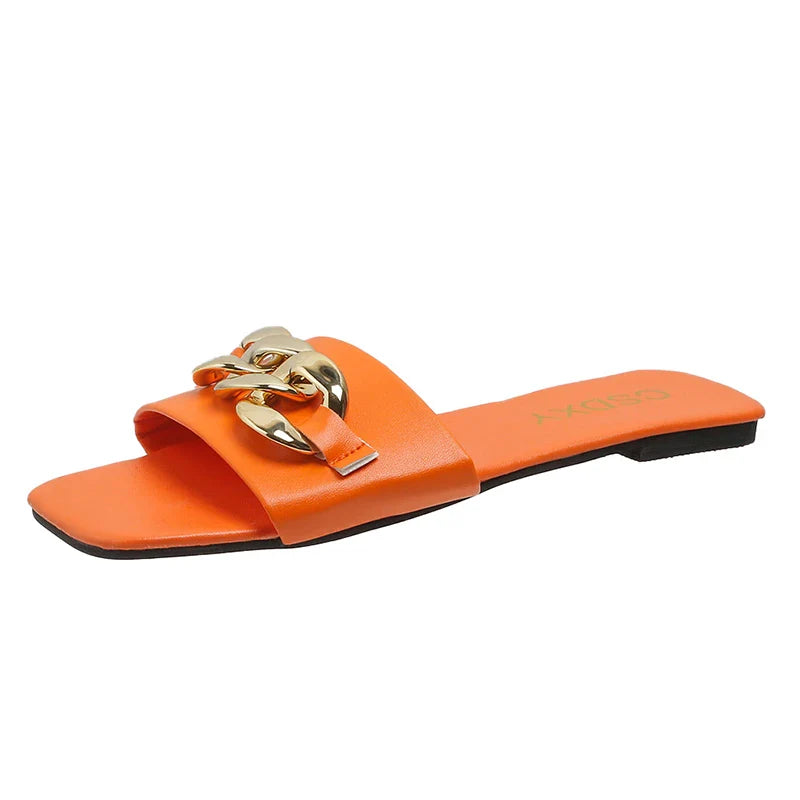 Chain Slippers Slippers Low Heel