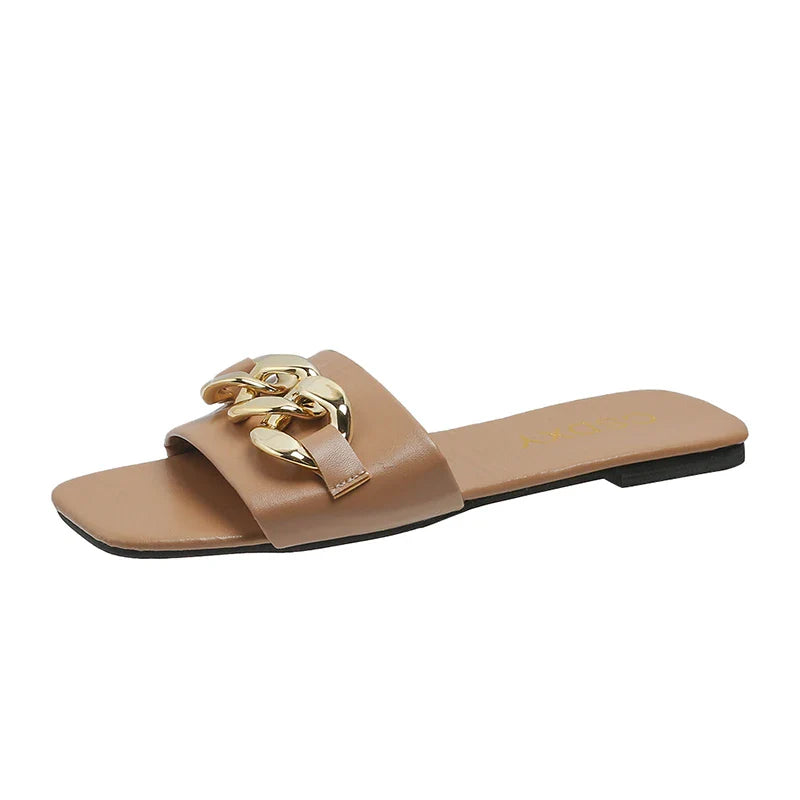 Chain Slippers Slippers Low Heel