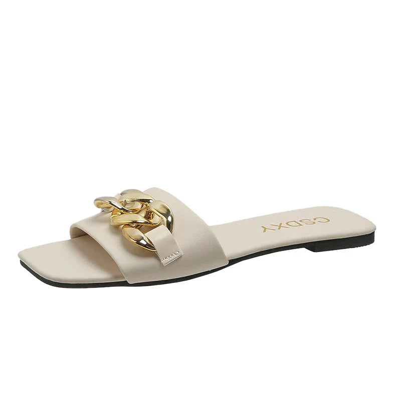 Chain Slippers Slippers Low Heel