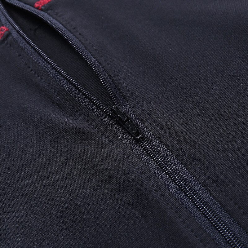 Contrast Color Long-Sleeved Slim Stitching Mid-Length Dress