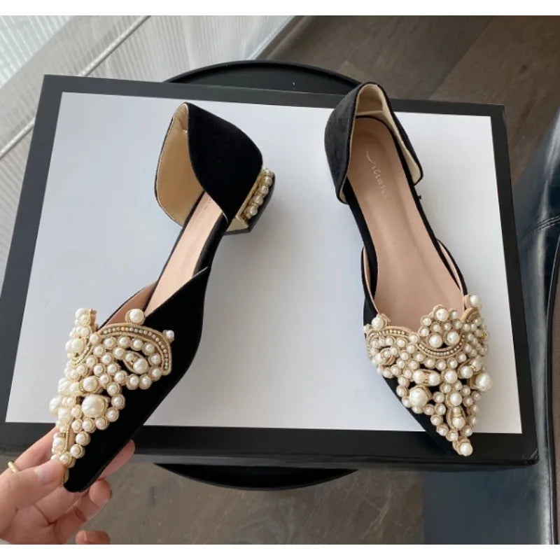 Crown Pearl Flats Wedding Shoes
