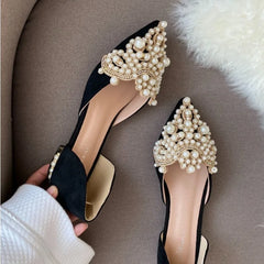 Crown Pearl Flats Wedding Shoes