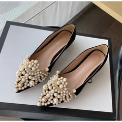 Crown Pearl Flats Wedding Shoes