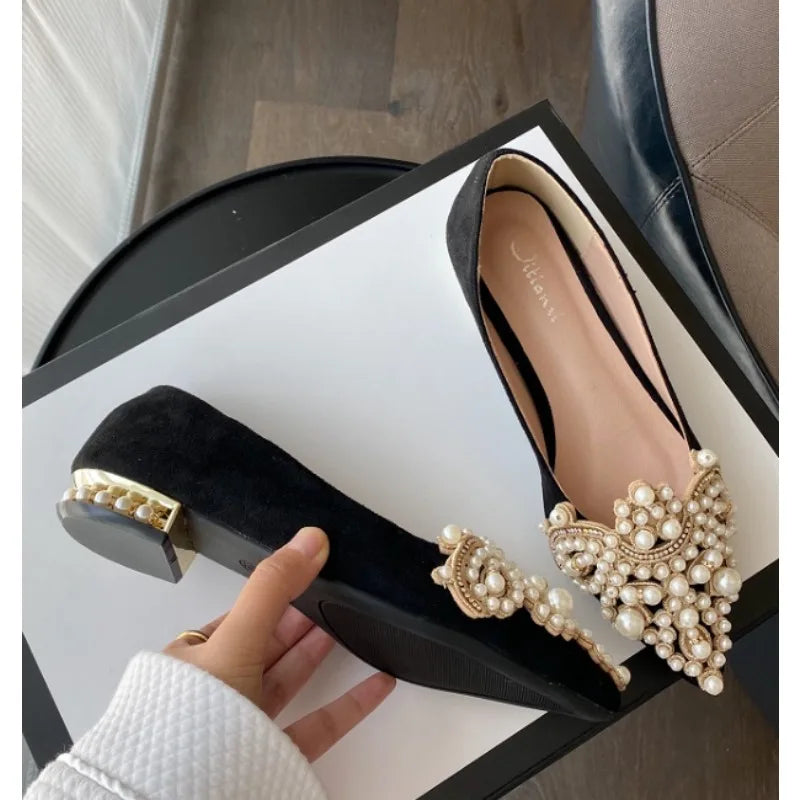 Crown Pearl Flats Wedding Shoes