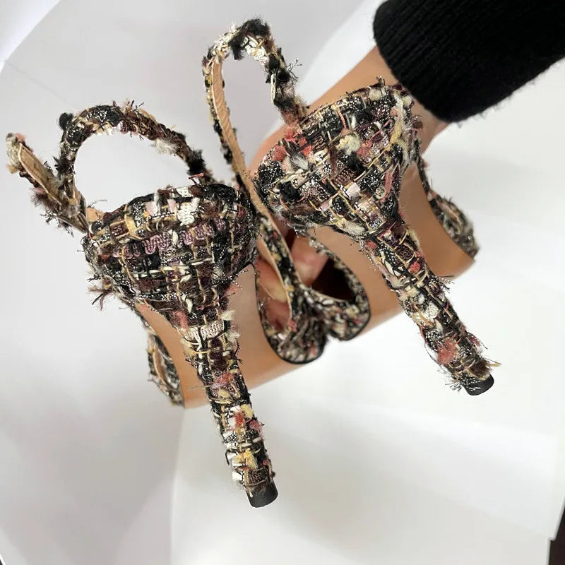 Designer Costume Tweed High Heel