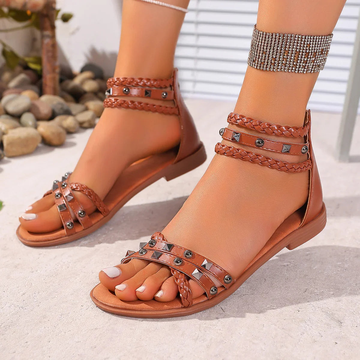 Designer Sandals Gladiator Flat Shoes