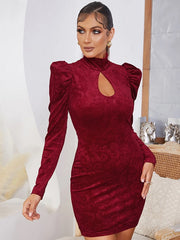 Elegant Hollow Out Velvet Party Dress