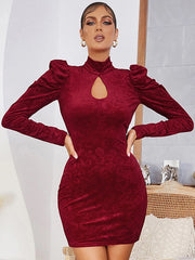 Elegant Hollow Out Velvet Party Dress