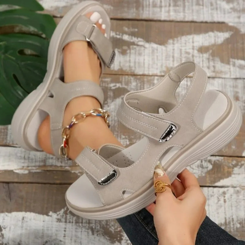 Elegant Genuine Leather Sandals Sport Style Lightweight Plus Size Slippers Sandals Plus Size 43