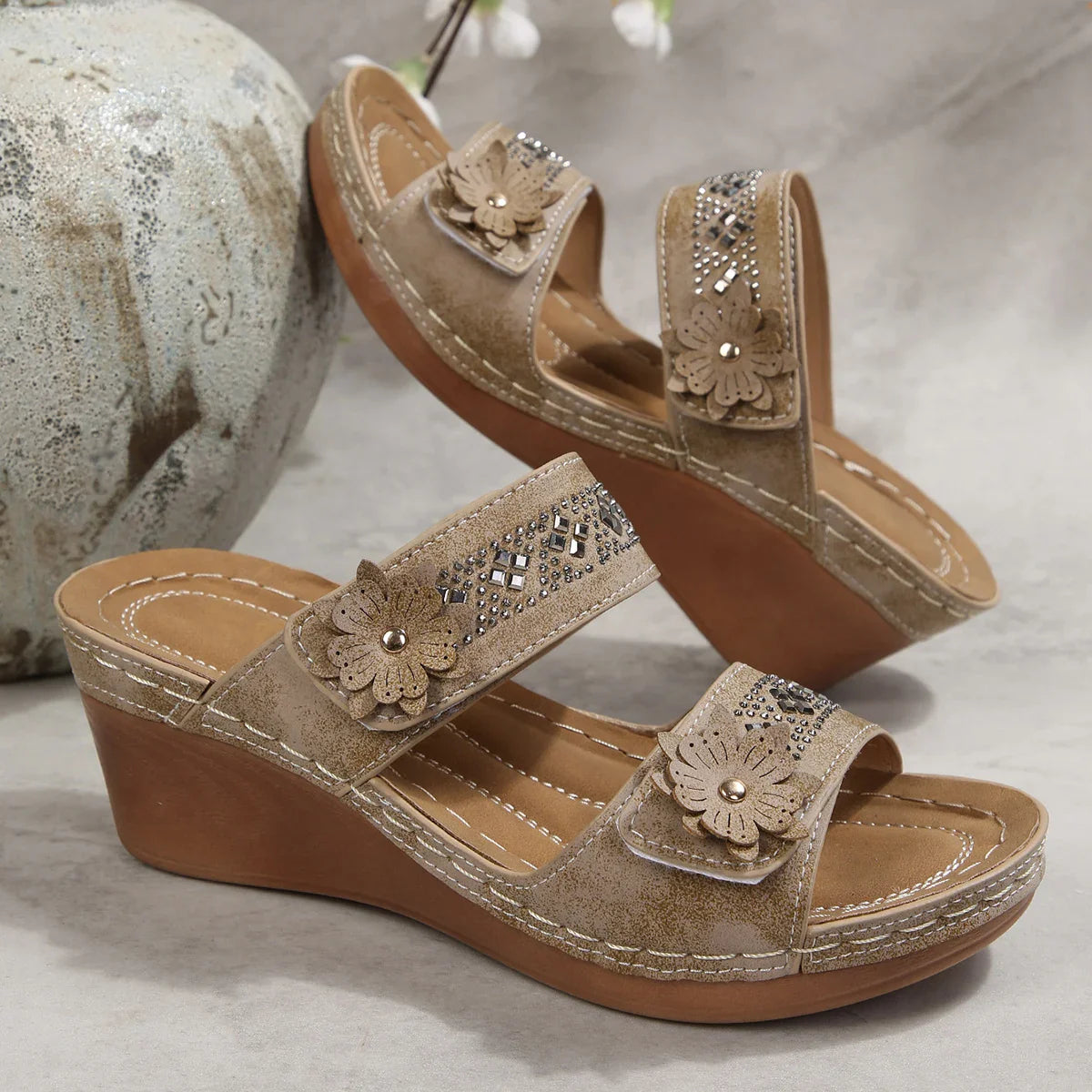 Wedge Sandals Premium Orthopedic Open Toe Sandals Vintage Anti-slip Leather Casual Female Retro Shoes