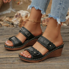 Wedge Sandals Premium Orthopedic Open Toe Sandals Vintage Anti-slip Leather Casual Female Retro Shoes