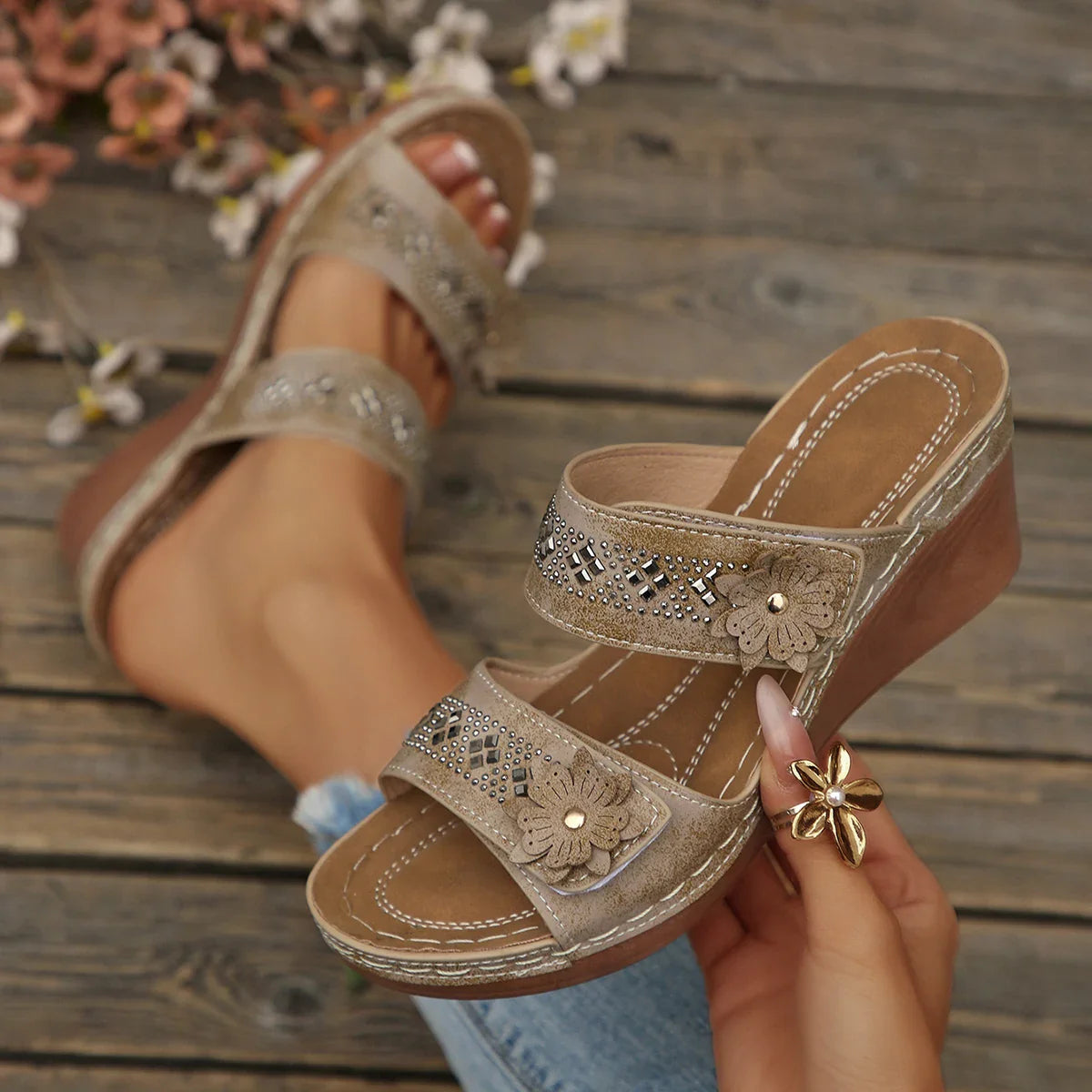 Wedge Sandals Premium Orthopedic Open Toe Sandals Vintage Anti-slip Leather Casual Female Retro Shoes