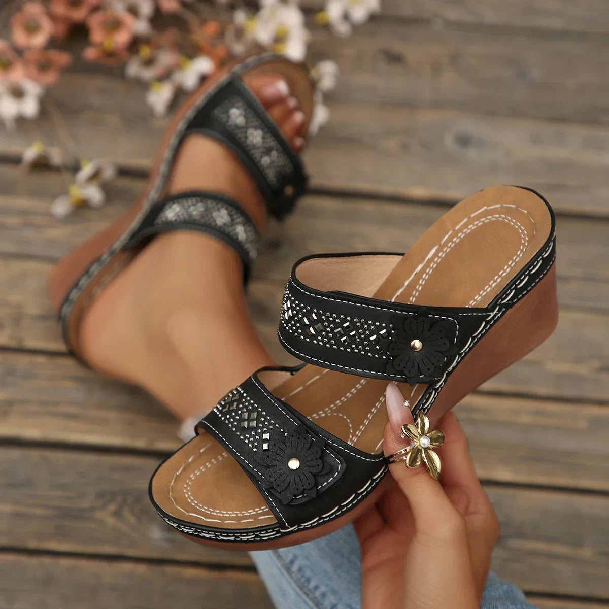 Wedge Sandals Premium Orthopedic Open Toe Sandals Vintage Anti-slip Leather Casual Female Retro Shoes