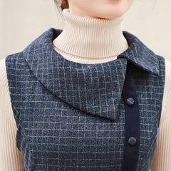 Woolen Plaid A-line Big Hem Maxi Dresses