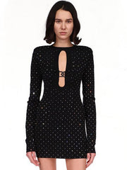 Hollow Out Long Sleeve Party Outfits Dress