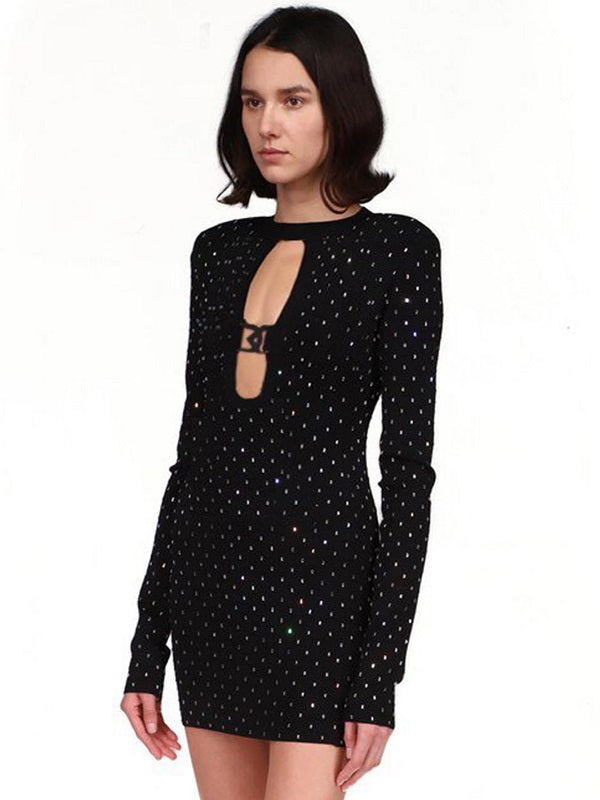 Hollow Out Long Sleeve Party Outfits Dress