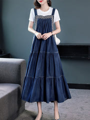 Long Mid-Calf Denim Dress