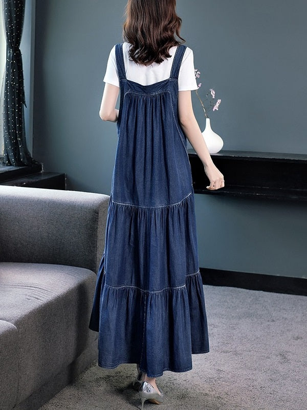 Long Mid-Calf Denim Dress