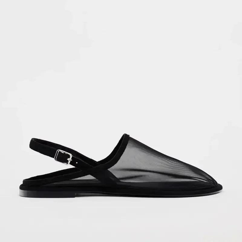 Luxury Brand Designer Flat Sandals Back Trip Strap Sandalias Mesh Breathable Casual Slides Mules Shoe