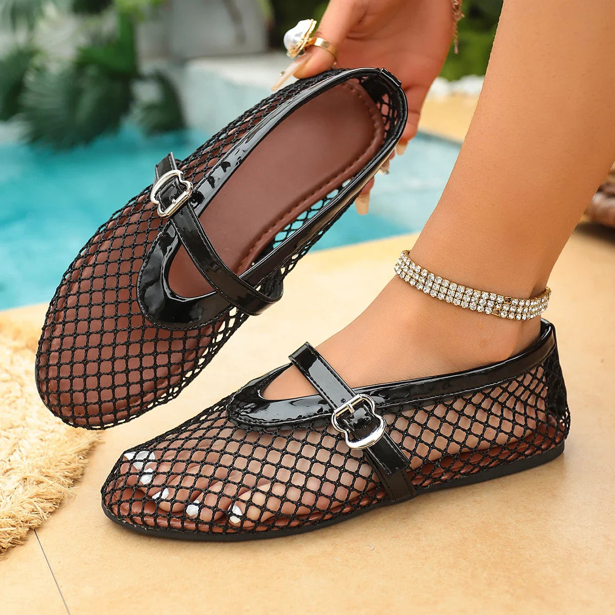 Mesh Black Ballet Shoes