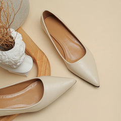 Pointed Toe Shallow Mouth Square Heel