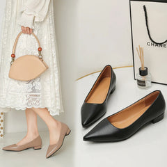 Pointed Toe Shallow Mouth Square Heel