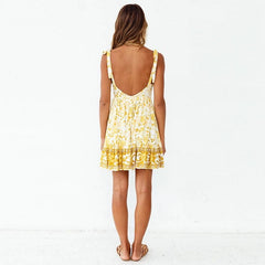 Sapghetti Strap Print Backless Mini Dress