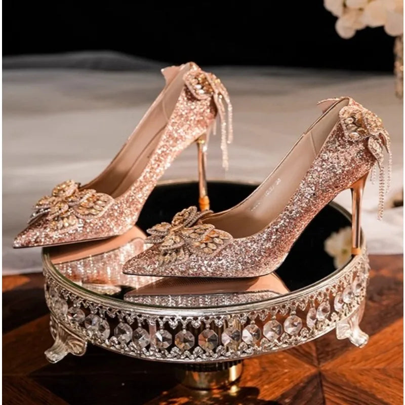 Shiny Bowknot Thin Heel