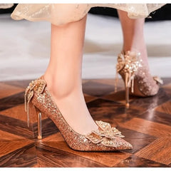 Shiny Bowknot Thin Heel