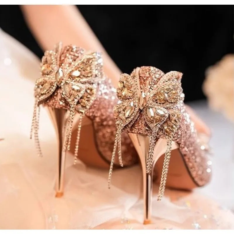 Shiny Bowknot Thin Heel