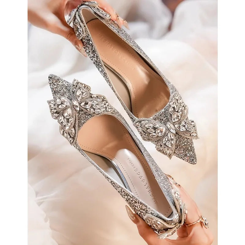 Shiny Bowknot Thin Heel