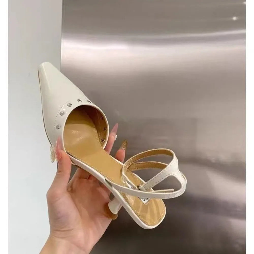 Slingback Sandals Trend Luxury Metal Rivet High Heel