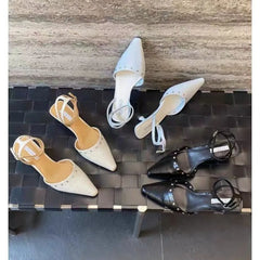 Slingback Sandals Trend Luxury Metal Rivet High Heel
