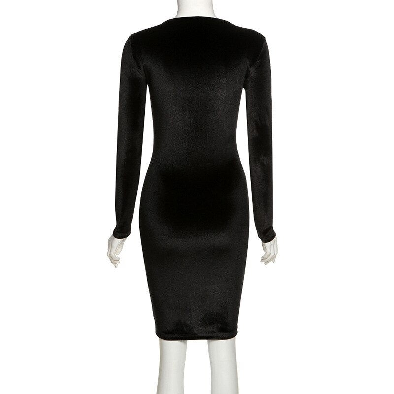Solid Color Slim High Waist Bag Hip Slit Strap Dress