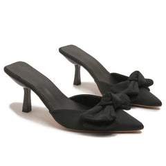 Butterfly-knot Mules Slippers Elegant Pointed Toe Thin High Heel