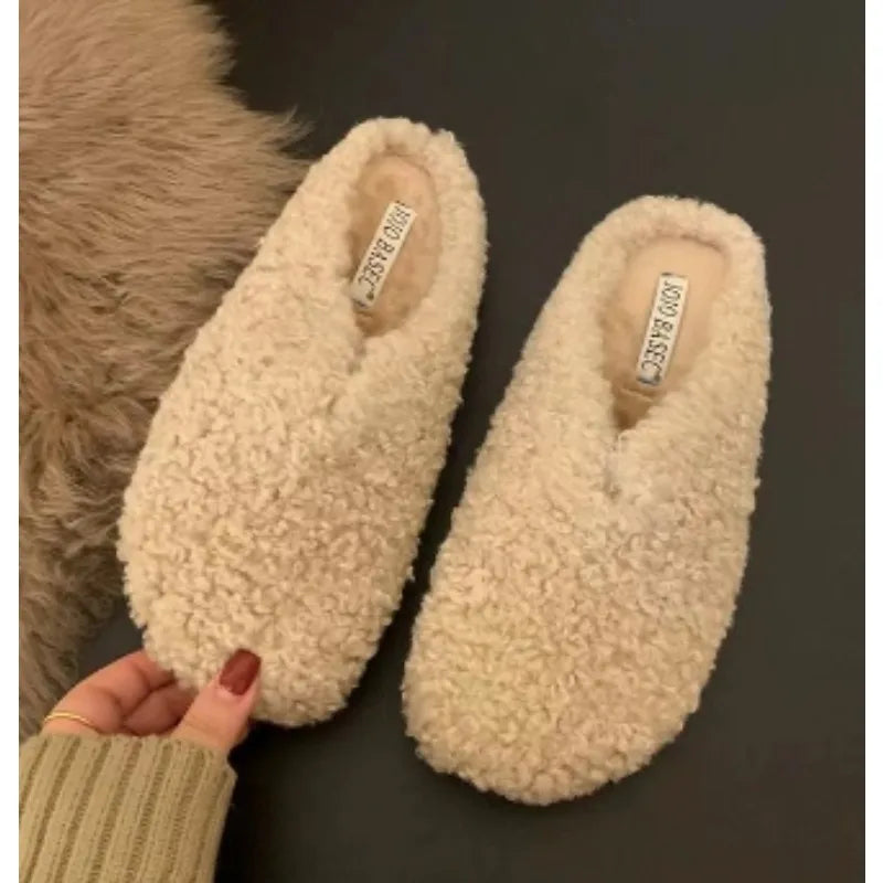Home Fur Slippers Non-Slip Soft Warm House Indoor Bedroom Couples Shoes